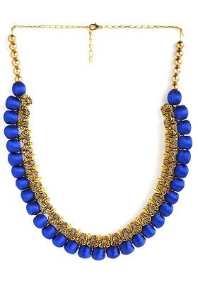 Gold Toned And Blue German Silver Gold Plated Handcrafted Necklace
