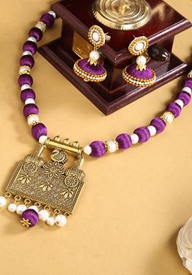 Purple And Gold Toned German Silver Jewelry Set