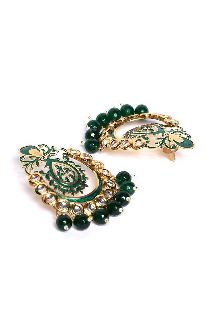 Gold Toned Crescent Shaped Chandbalis Earrings