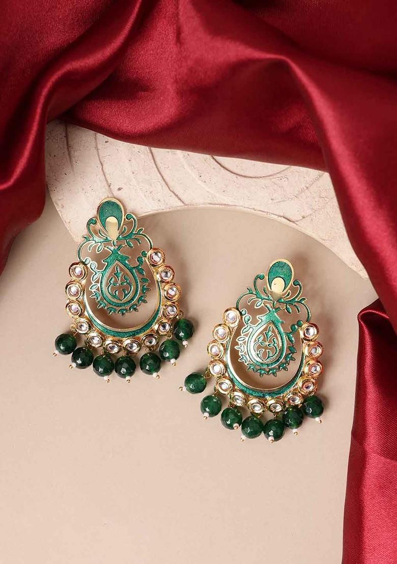 Gold Toned Crescent Shaped Chandbalis Earrings