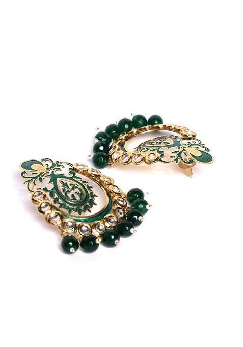 Gold Toned Crescent Shaped Chandbalis Earrings