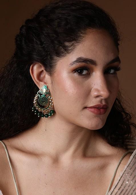 Gold Toned Crescent Shaped Chandbalis Earrings