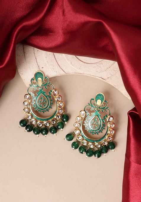 Gold Toned Crescent Shaped Chandbalis Earrings