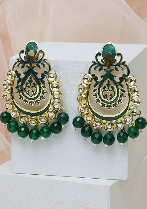 Gold Toned Crescent Shaped Chandbalis Earrings