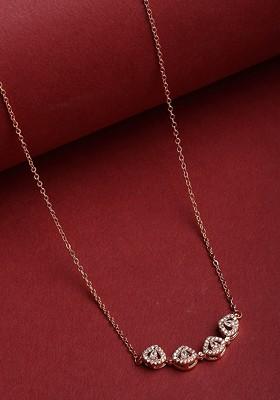 Rose Gold Plated Diamond Look Foldable Pendant With Chain
