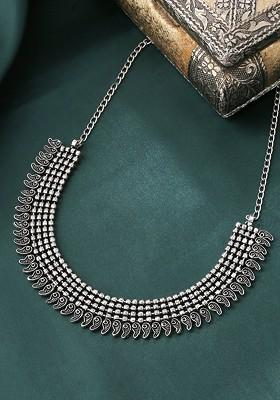 Silver Toned German Silver Oxidised Necklace