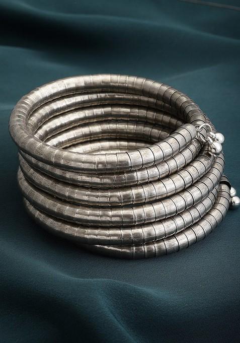 Silver Plated Spring Coil Bangle