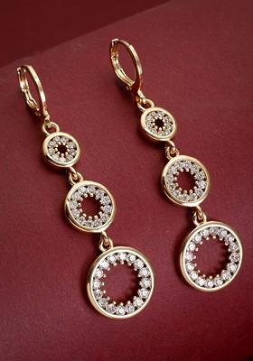 Gold Toned Circular Drop Earrings