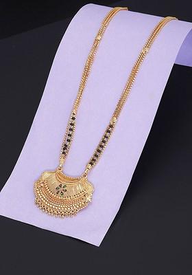 Gold Plated Black Maharashtrian Beaded Long Chain Mangalsutra