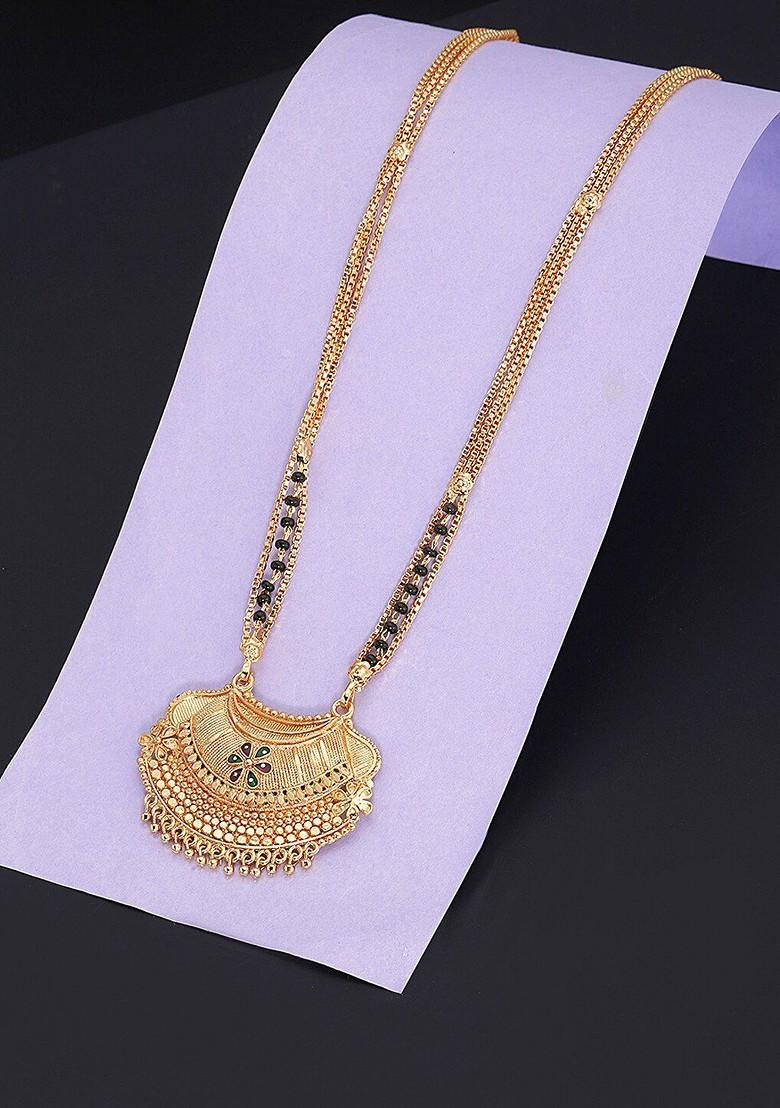 Gold Plated Black Maharashtrian Beaded Long Chain Mangalsutra