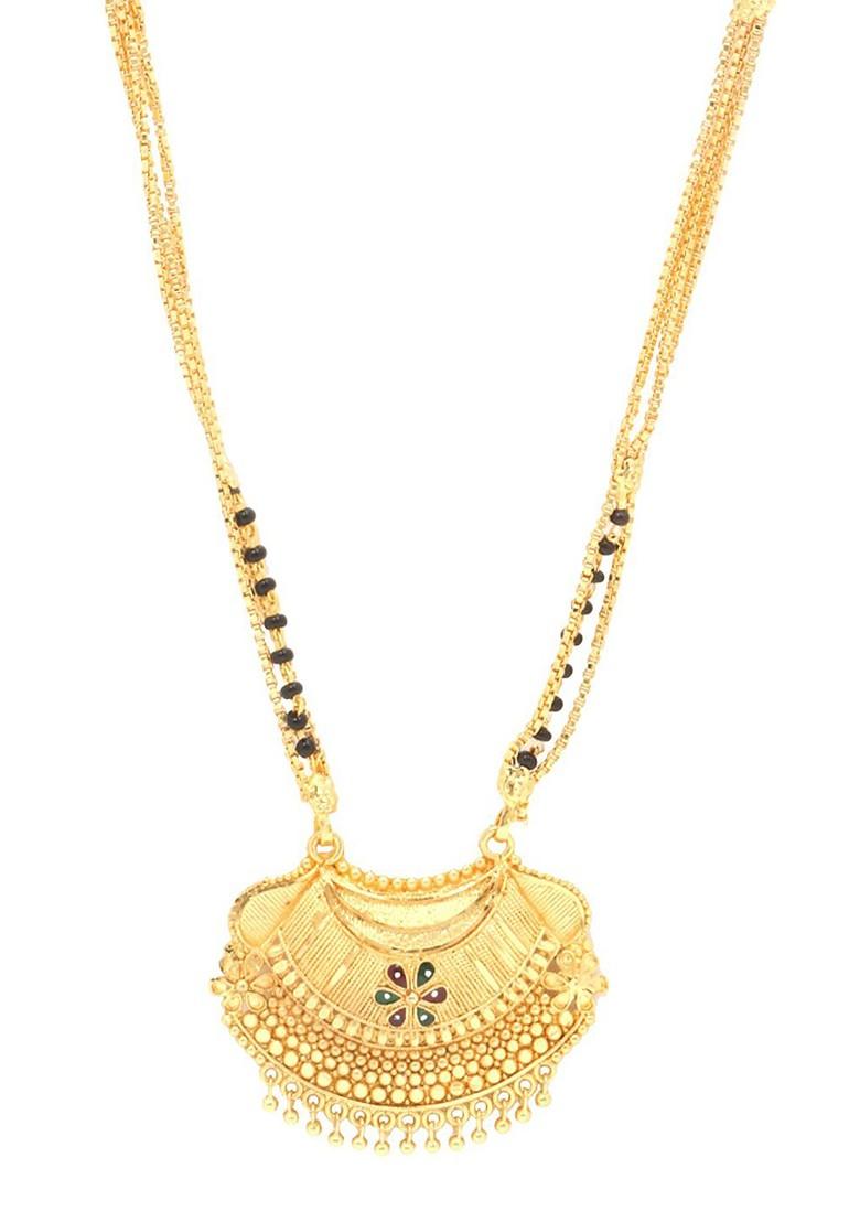 Gold Plated Black Maharashtrian Beaded Long Chain Mangalsutra