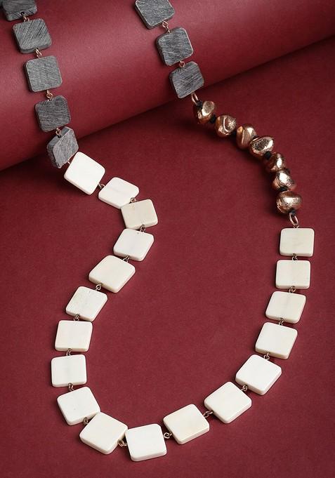 Gold Toned And White Brass Gold Plated Handcrafted Necklace