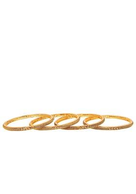 Set Of 4 24 CT Gold Plated White Stone Studded Bangles