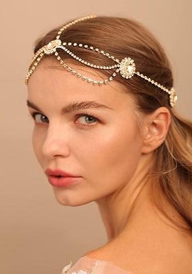 Gold Plated Rhinestone Bohemian Crystal Stone Studded Matha Head Jewellery