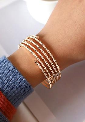 Women Gold Toned And White Gold Plated Bangle Style Bracelet