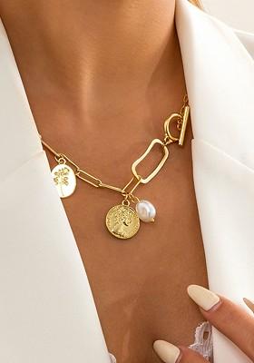 Gold Toned And White Gold Plated Necklace