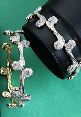 Set Of 2 Gold Plated White AD Studded Bangles
