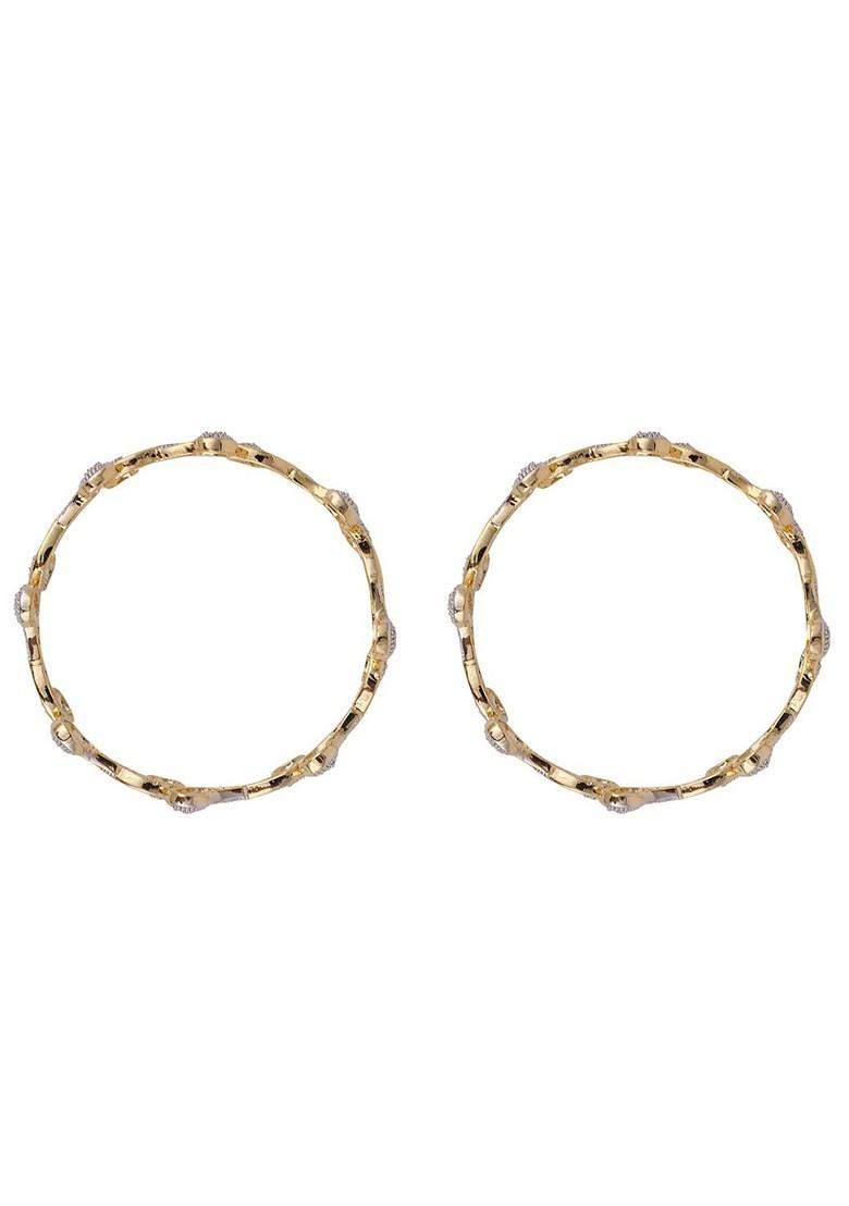 Set Of 2 Gold Plated White AD Studded Bangles