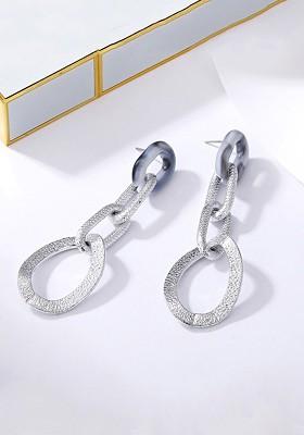 Silver Toned Contemporary Drop Earrings