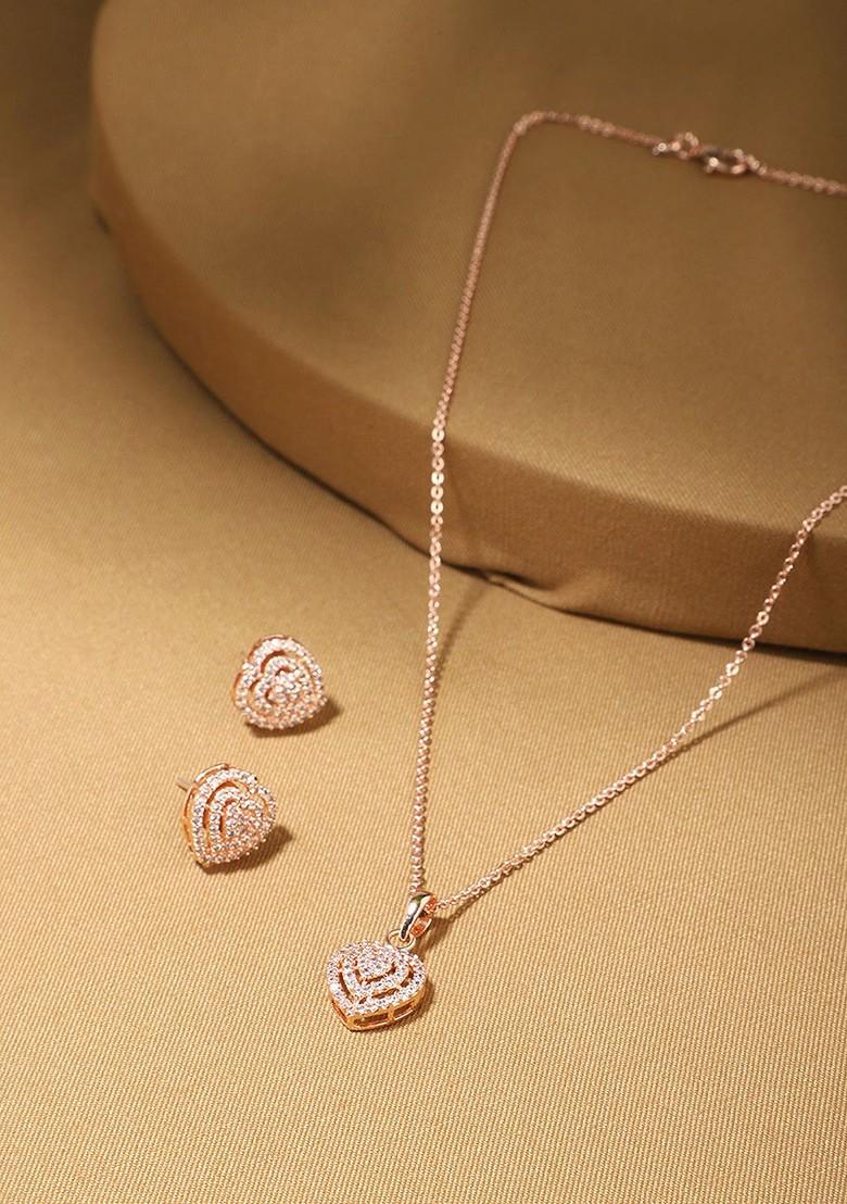 Buy Women Women Rose Gold Plated American Diamond Heart Design