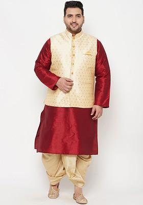 Men Maroon Kurta With Dhoti Pants
