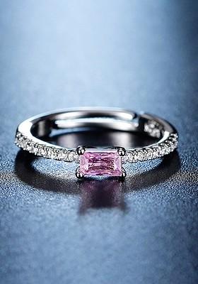 Silver Plating Pink Crystal Studded Ring