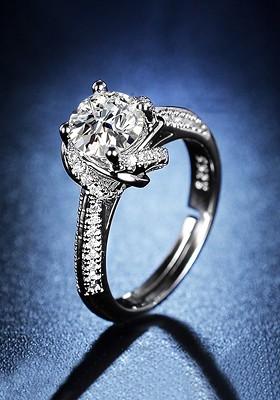 Silver Toned And Plated Crystal Studded Finger Ring