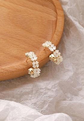 Gold Toned Crystal Hoop Earrings