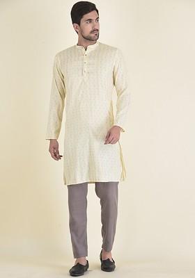 Men Yellow Kurta With Pyjamas