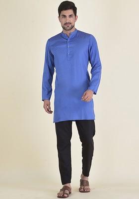 Men Blue Kurta With Trousers