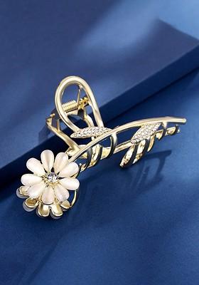 Floral Designed Gold Plated Clutcher Hair Claw Clips