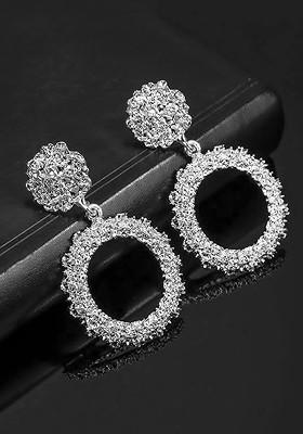 Silver Toned Contemporary Drop Earrings