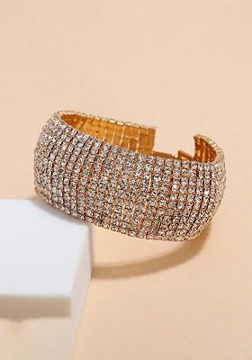 Women Rose Gold Plated Crystals And Stone Studded Charm Bracelet