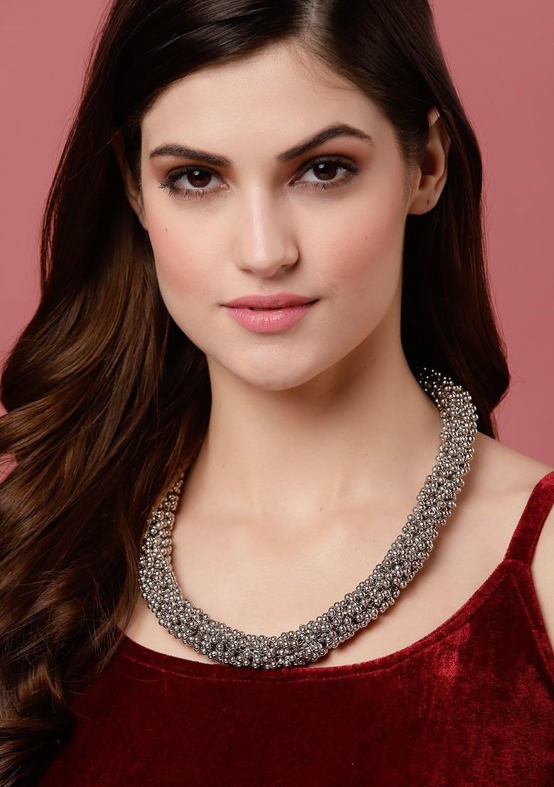 Silver Plated Oxidised Necklace