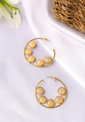 Gold Plated Contemporary Half Hoop Earrings