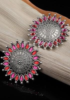 Circular German Silver Studs Earrings