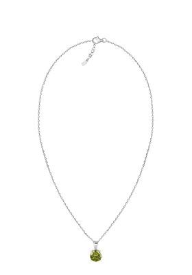 Indya X Giva 925 Sterling Rhodium Plated Silver Toned And Green Stone Studded Pendant With Link Chain