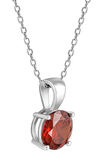 Indya X Giva 925 Sterling Silver Rhodium Plated Red Stone Studded Pendant With Link Chain