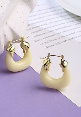 Gold Plated Contemporary Half Hoop Earrings