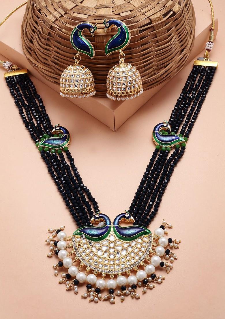 Gold Plated And Green Meenakari Jewellery Set