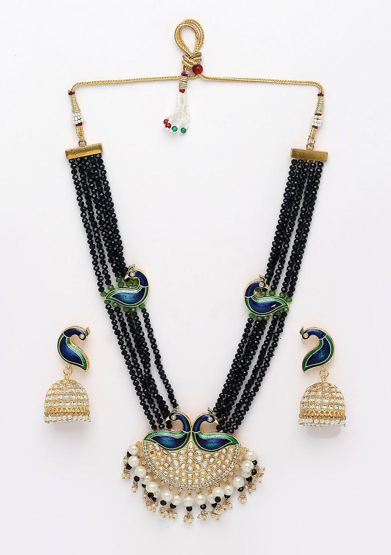 Gold Plated And Green Meenakari Jewellery Set