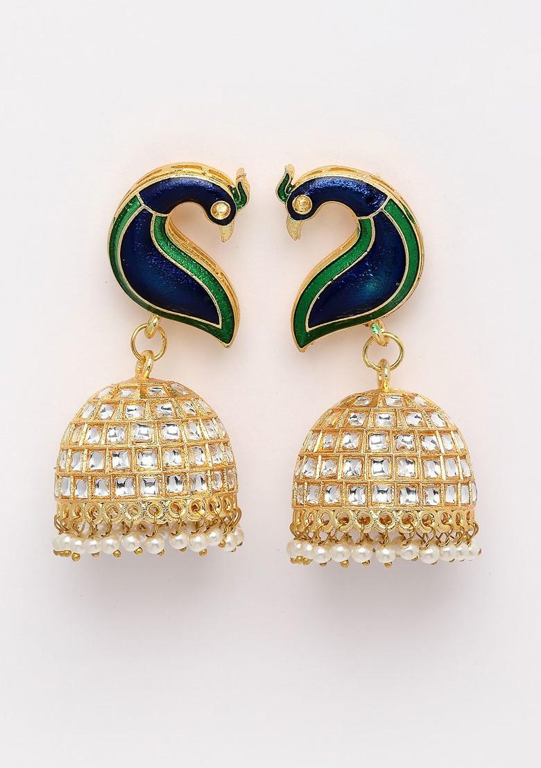 Gold Plated And Green Meenakari Jewellery Set