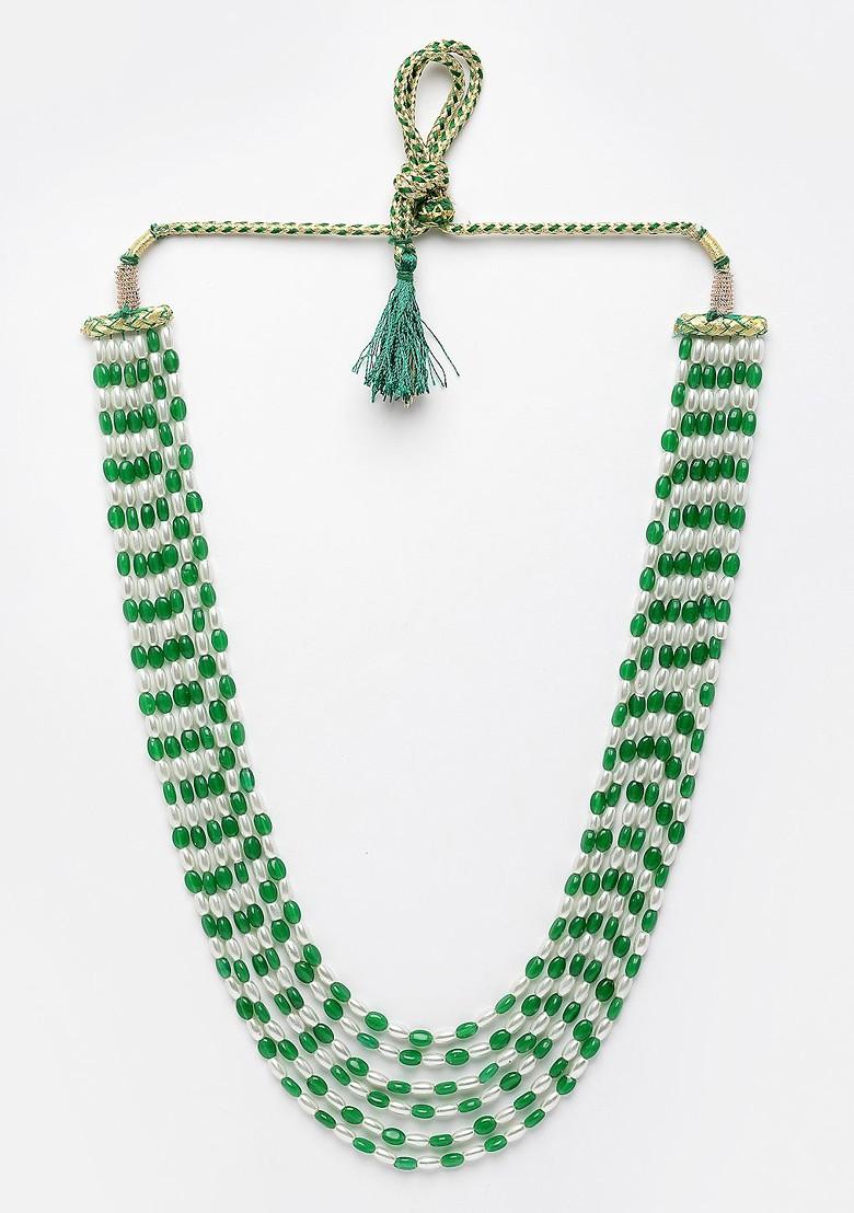Green And White Layered Necklace