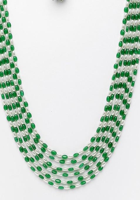 Green And White Layered Necklace