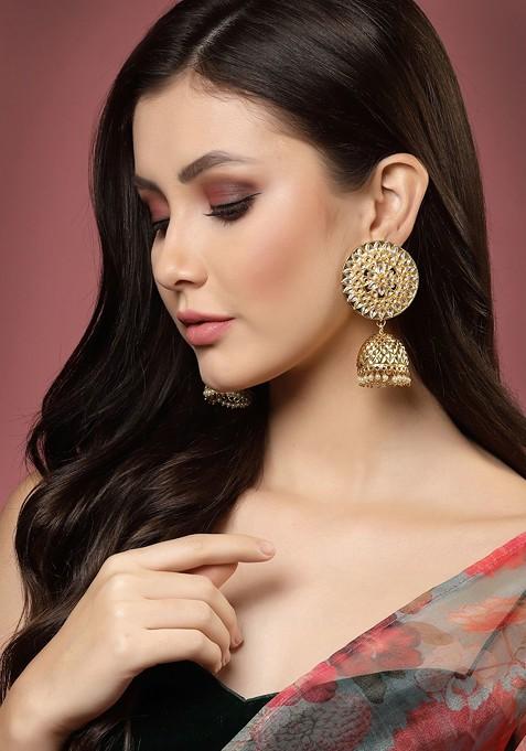 Gold Plated Circular Jhumkas Earrings