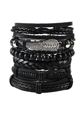 Women 6 Black Brass Handcrafted Wraparound Bracelet