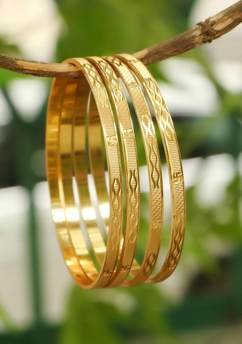 Set Of 4 24 CT Gold Plated Bangles