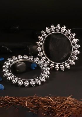 Set Of 2 Oxidized Silver Plated Bangles