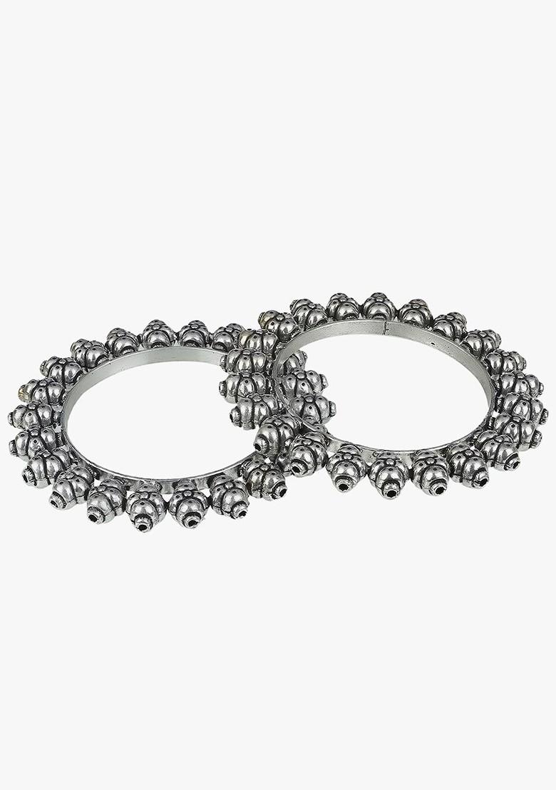 Set Of 2 Oxidized Silver Plated Bangles