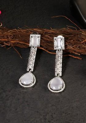 Silver Plated And White American Diamond Classic Drop Earrings